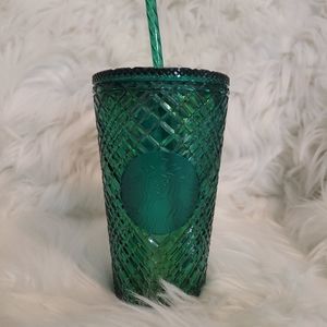 NEW Starbucks 2021 Winter Holiday Emerald Green Jeweled Tumbler Cold Cup - 16 oz